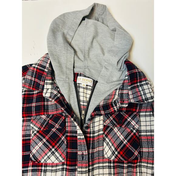 Plaid Hooded Long Sleeve Shirt - Picture 4 of 6